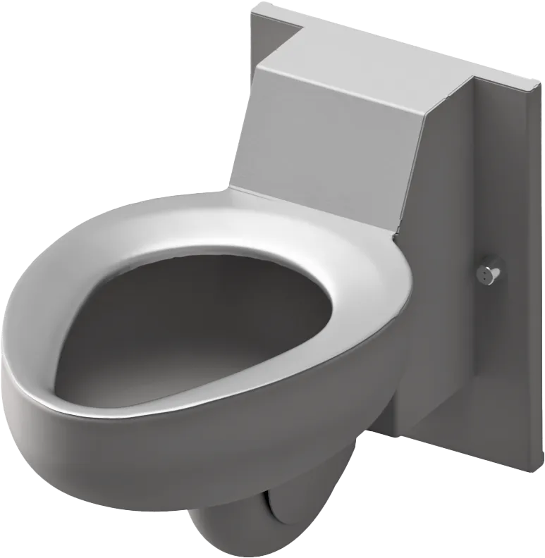A stainless steel wall-mounted toilet.