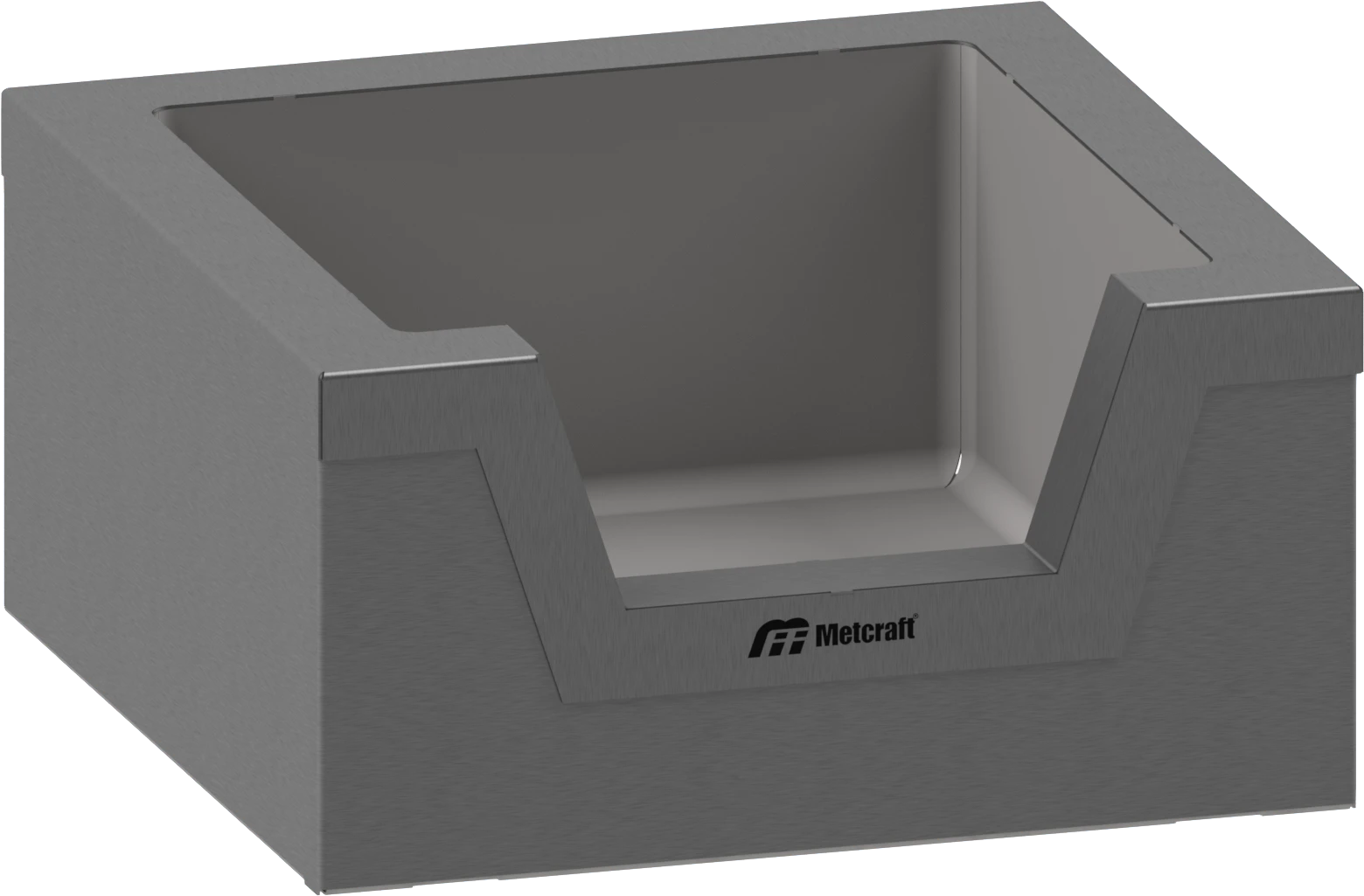 A rectangular stainless steel mop sink.