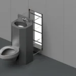 A chase mounted combination fixture is attached to a wall.