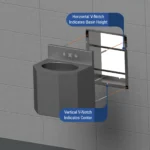 A chase mounted lavatory aligned with the mounting position.