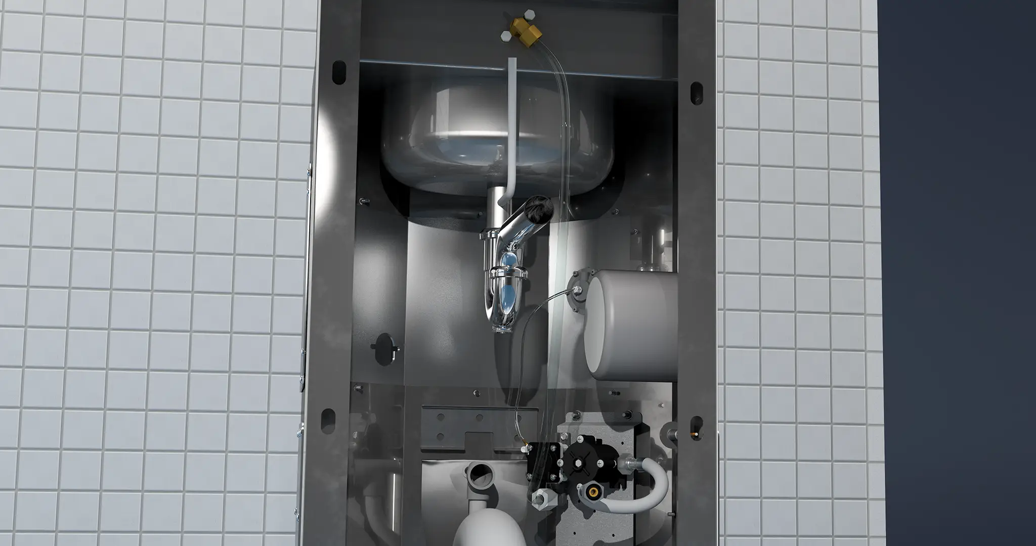 A front mounted combination fixture opening.