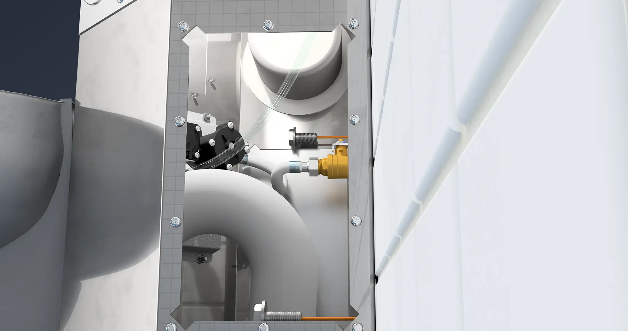 A front mounted combination fixture opening.