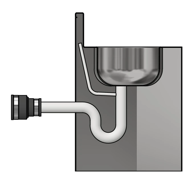 A diagram of a basic sink waste connection.
