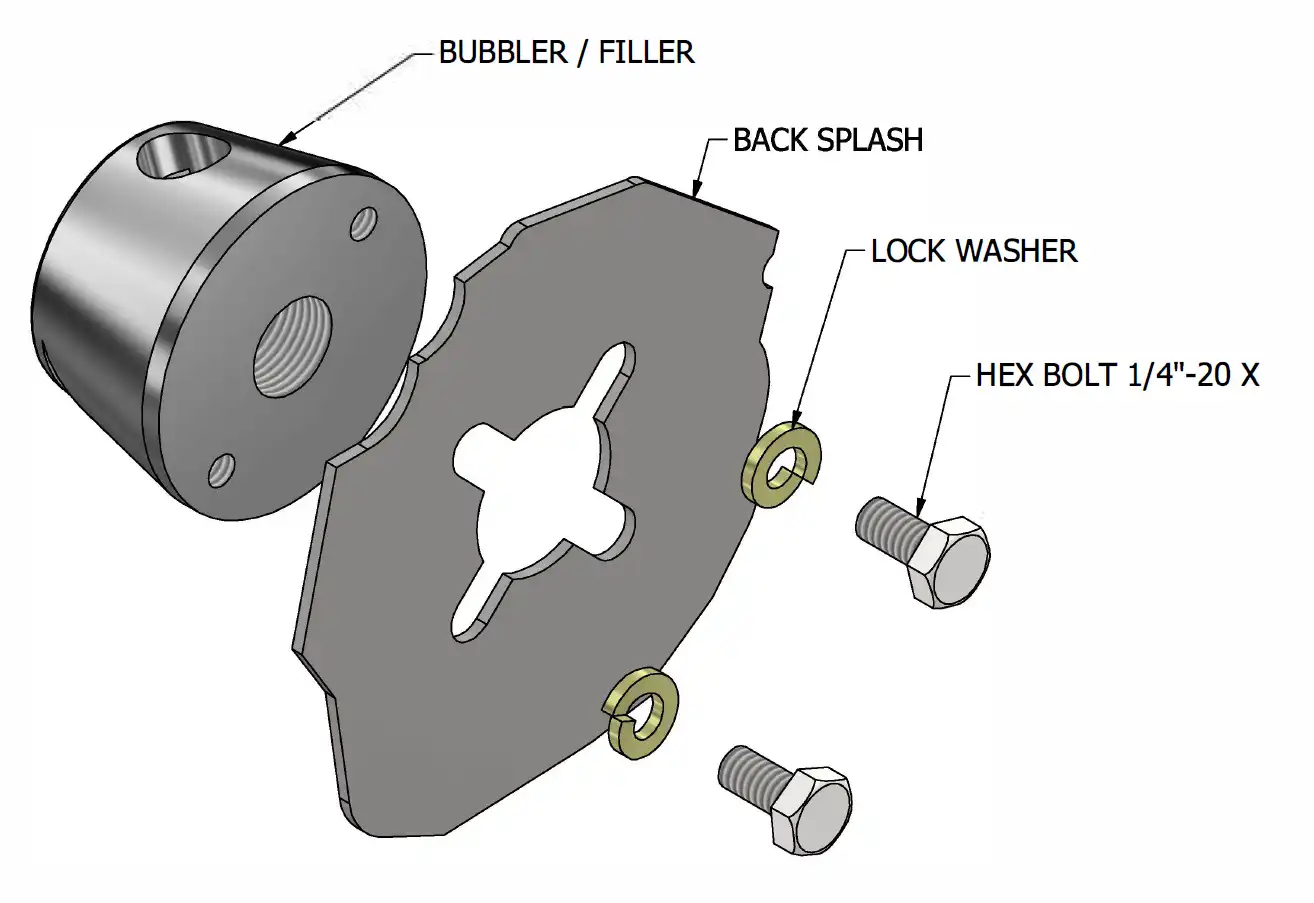 A diagram of a bubbler installation.